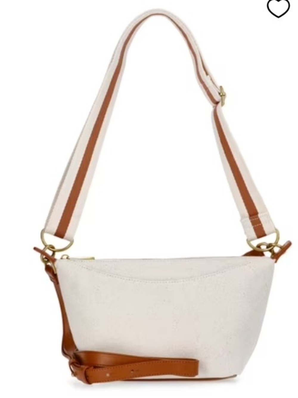 Canvas Crossbody Bag with Tan Trim - Neutral